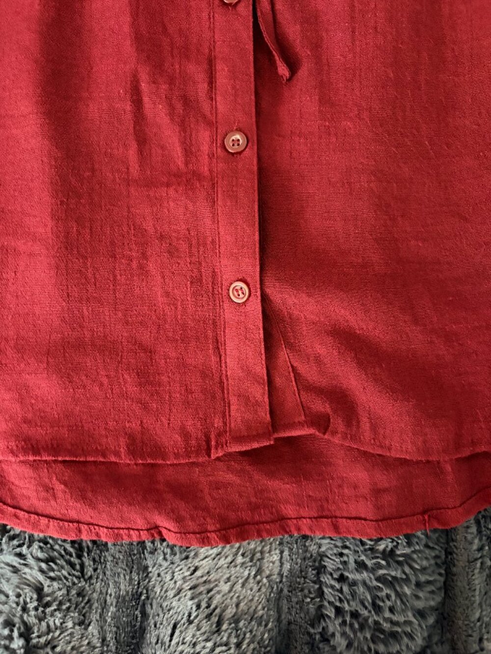 MINE Burgundy Wine Red Lace Yoke Blouse L Cottagecore Romantic Boho Festival - Picture 8 of 15